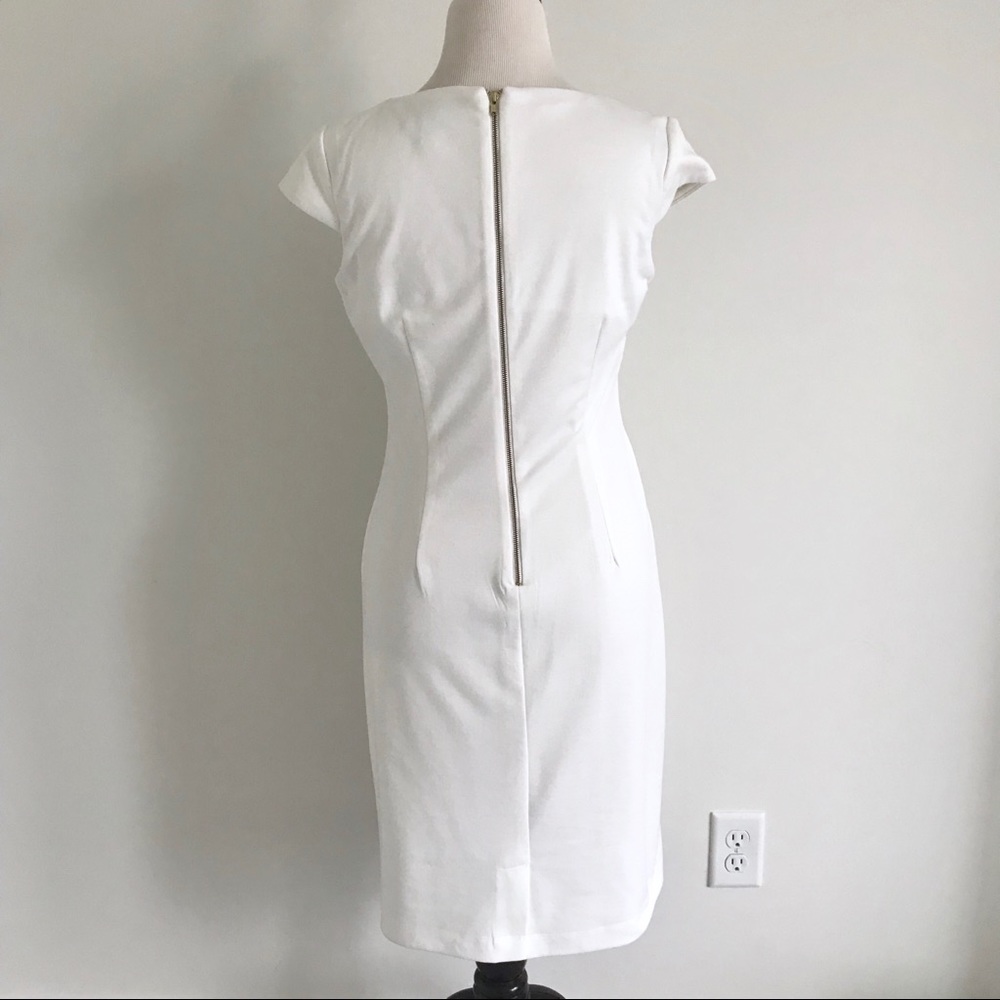 White & Gold Embellished Angular Sheath Dress - image 3